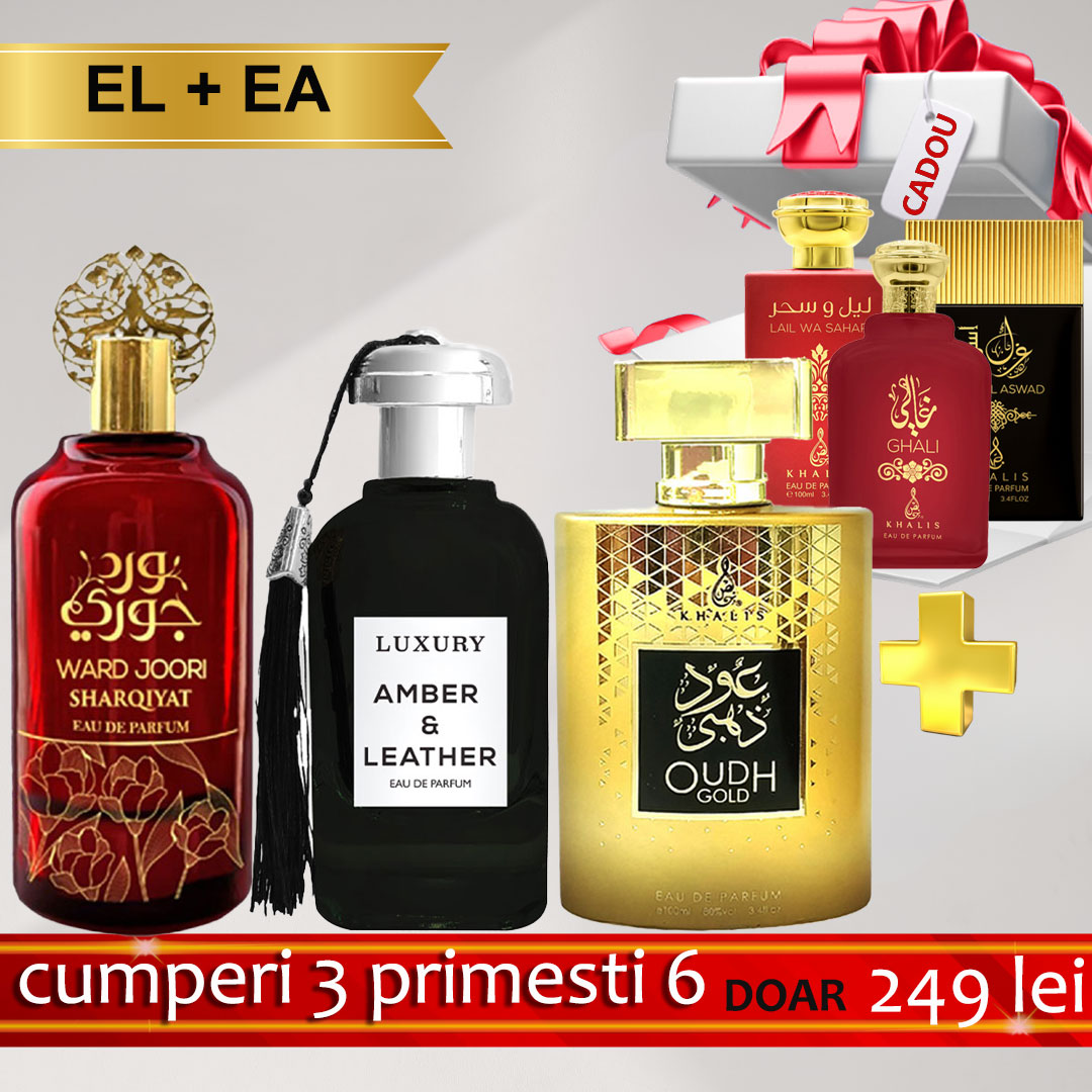 SET – Amber and Leather & Ward Joori & Oudh Gold Intense & Ghali & Ghazal Aswad & Lail Wa Sahar, Khalis